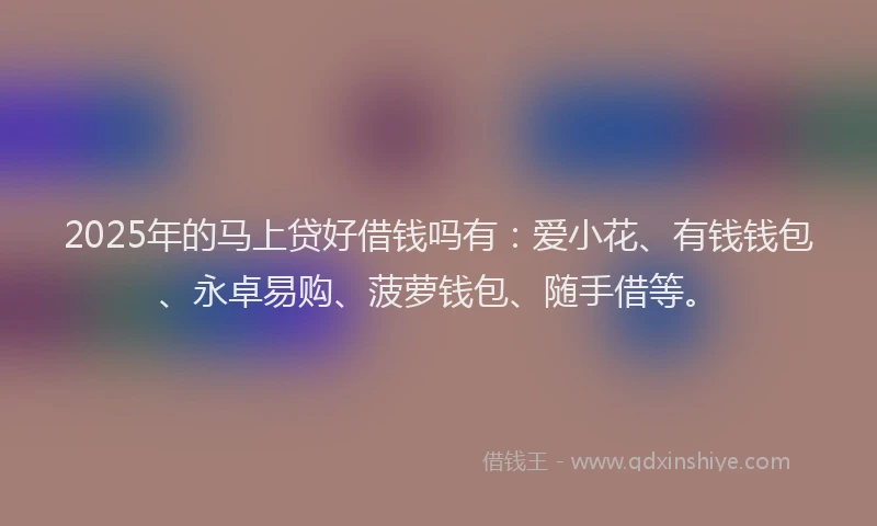 2025年的马上贷好借钱吗有：爱小花、有钱钱包、永卓易购、菠萝钱包、随手借等。