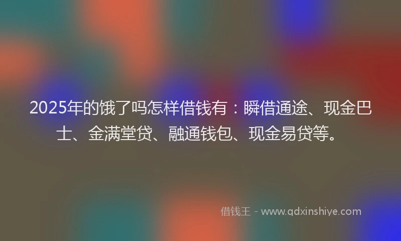 2025年的饿了吗怎样借钱有：瞬借通途、现金巴士、金满堂贷、融通钱包、现金易贷等。
