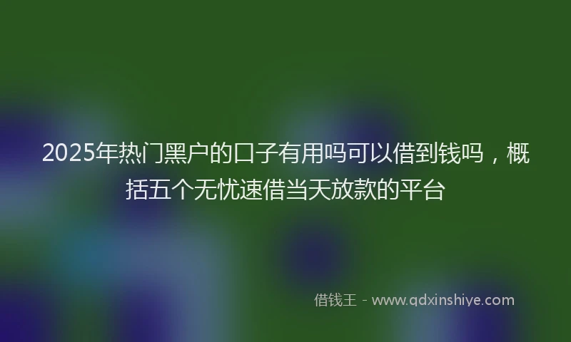 2025年热门黑户的口子有用吗可以借到钱吗，概括五个无忧速借当天放款的平台