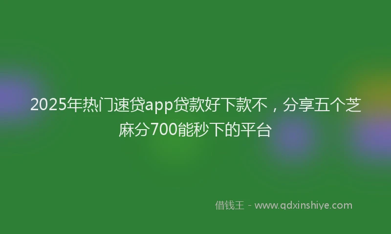 2025年热门速贷app贷款好下款不，分享五个芝麻分700能秒下的平台