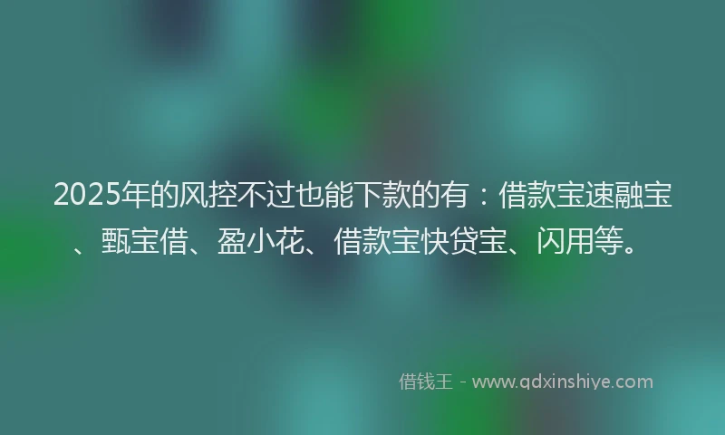 2025年的风控不过也能下款的有：借款宝速融宝、甄宝借、盈小花、借款宝快贷宝、闪用等。