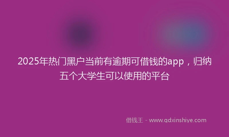 2025年热门黑户当前有逾期可借钱的app，归纳五个大学生可以使用的平台