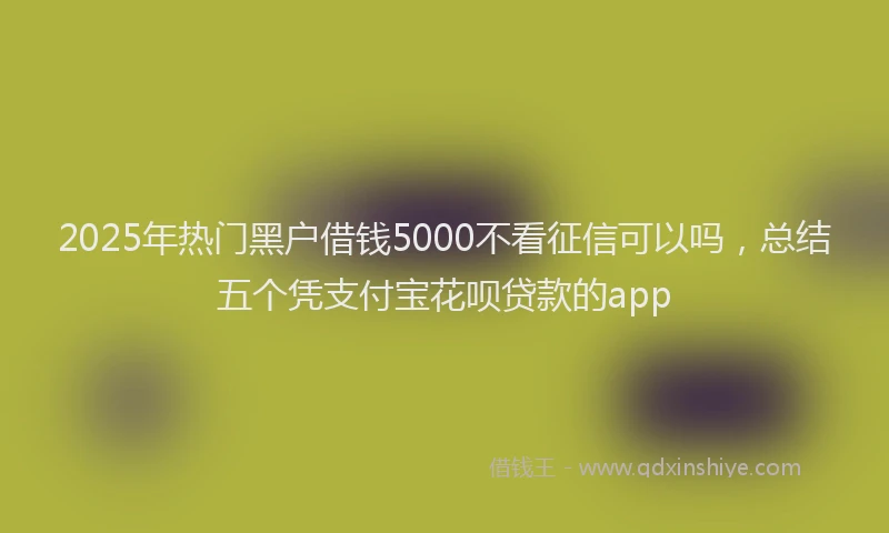 2025年热门黑户借钱5000不看征信可以吗，总结五个凭支付宝花呗贷款的app