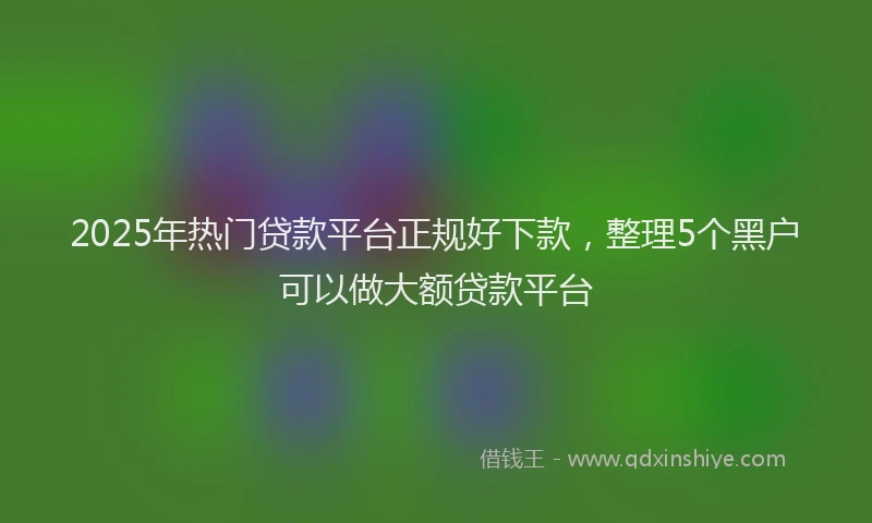 2025年热门贷款平台正规好下款，整理5个黑户可以做大额贷款平台