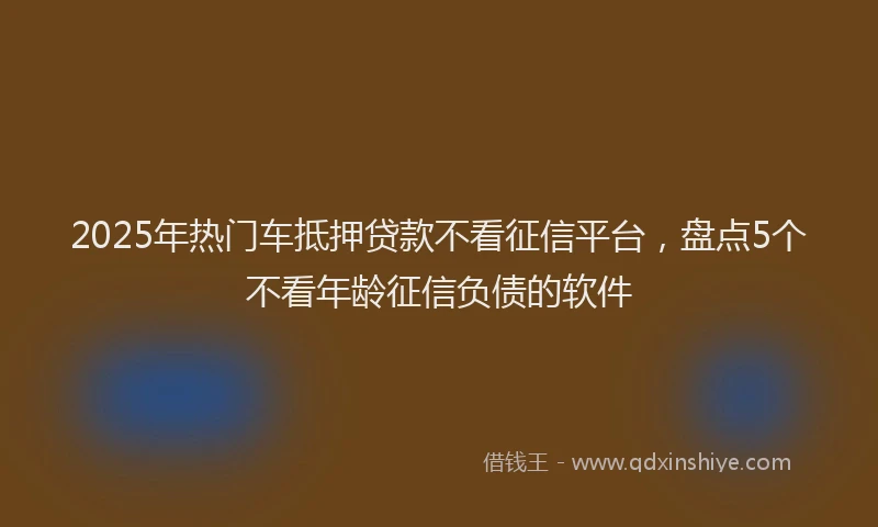 2025年热门车抵押贷款不看征信平台，盘点5个不看年龄征信负债的软件