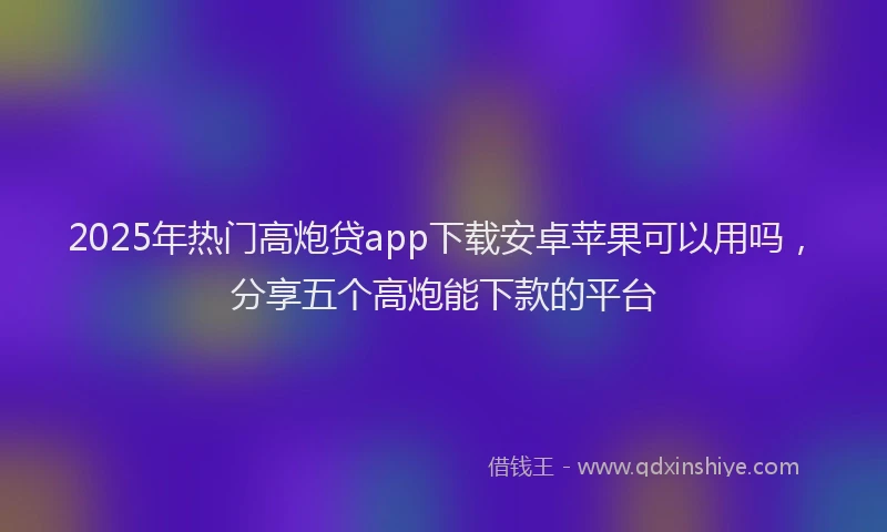 2025年热门高炮贷app下载安卓苹果可以用吗，分享五个高炮能下款的平台