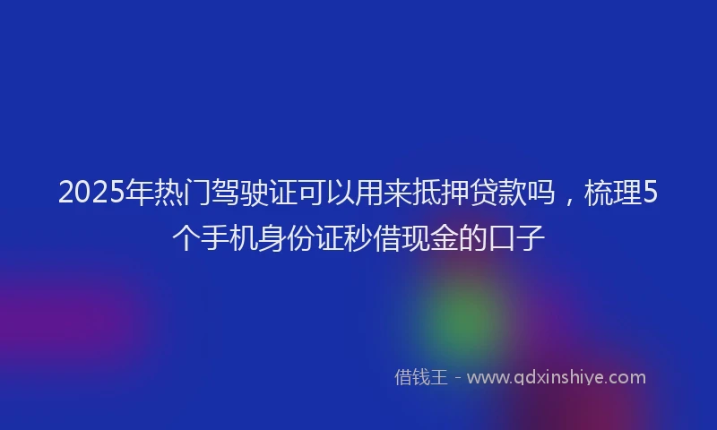 2025年热门驾驶证可以用来抵押贷款吗，梳理5个手机身份证秒借现金的口子