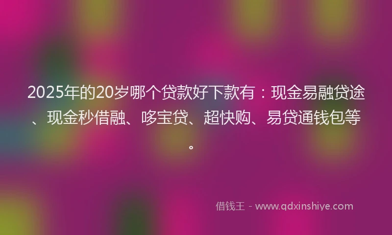 2025年的20岁哪个贷款好下款有：现金易融贷途、现金秒借融、哆宝贷、超快购、易贷通钱包等。