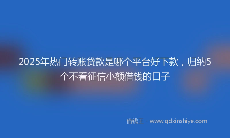2025年热门转账贷款是哪个平台好下款，归纳5个不看征信小额借钱的口子