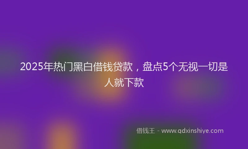 2025年热门黑白借钱贷款，盘点5个无视一切是人就下款