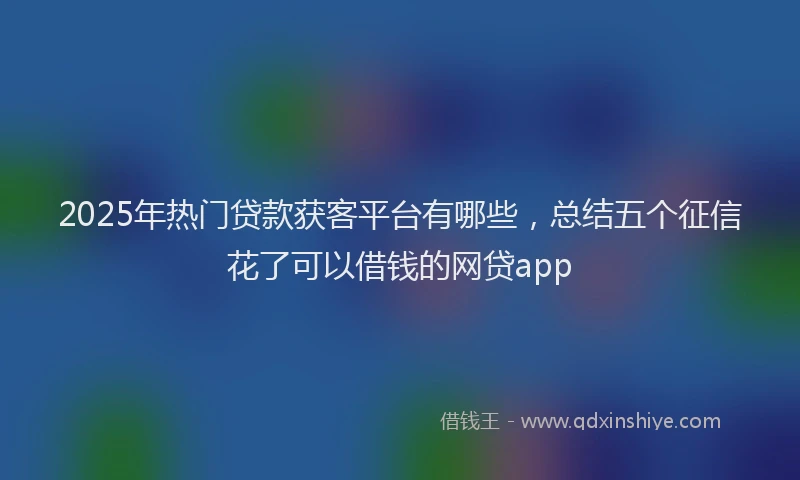 2025年热门贷款获客平台有哪些，总结五个征信花了可以借钱的网贷app