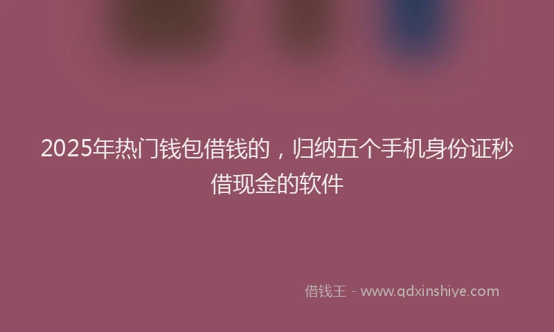 2025年热门钱包借钱的，归纳五个手机身份证秒借现金的软件