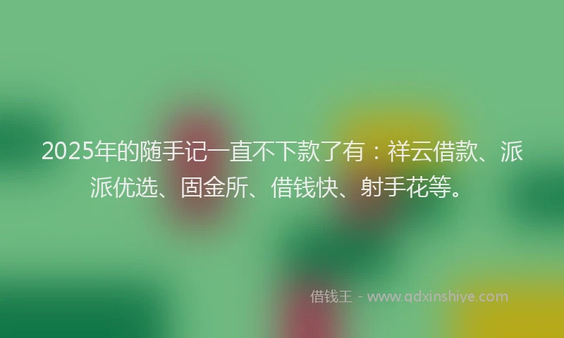 2025年的随手记一直不下款了有：祥云借款、派派优选、固金所、借钱快、射手花等。