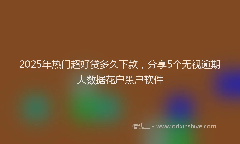 2025年热门超好贷多久下款，分享5个无视逾期大数据花户黑户软件