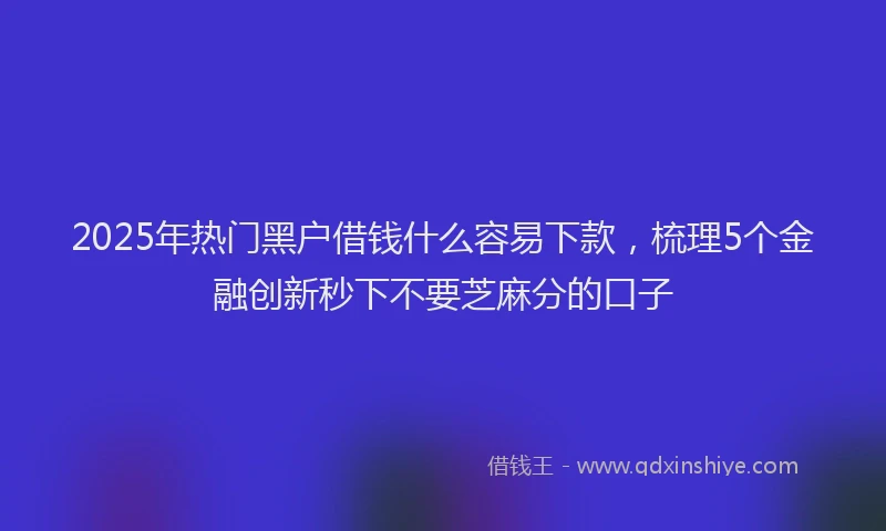 2025年热门黑户借钱什么容易下款，梳理5个金融创新秒下不要芝麻分的口子