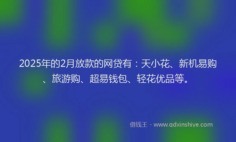 2025年的2月放款的网贷有：天小花、新机易购、旅游购、超易钱包、轻花优品等。