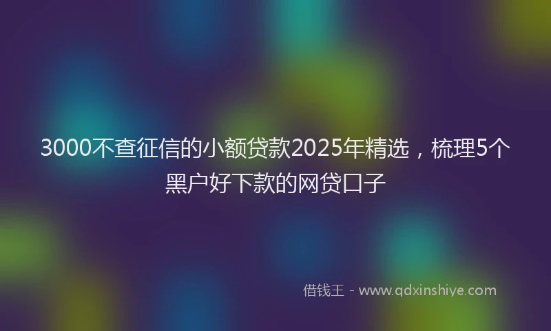 3000不查征信的小额贷款2025年精选，梳理5个黑户好下款的网贷口子