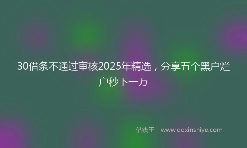 30借条不通过审核2025年精选，分享五个黑户烂户秒下一万