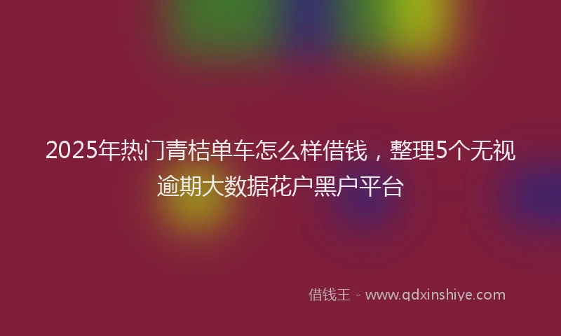 2025年热门青桔单车怎么样借钱，整理5个无视逾期大数据花户黑户平台