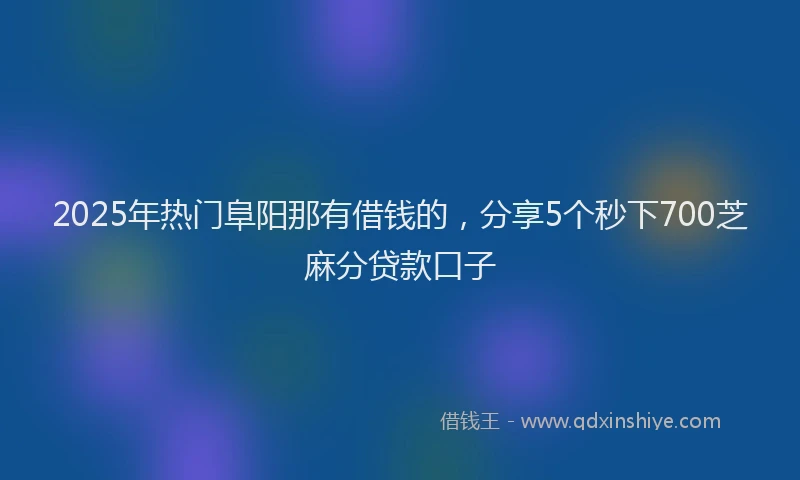 2025年热门阜阳那有借钱的，分享5个秒下700芝麻分贷款口子