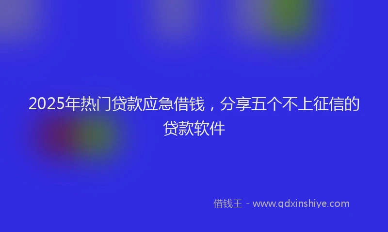 2025年热门贷款应急借钱，分享五个不上征信的贷款软件