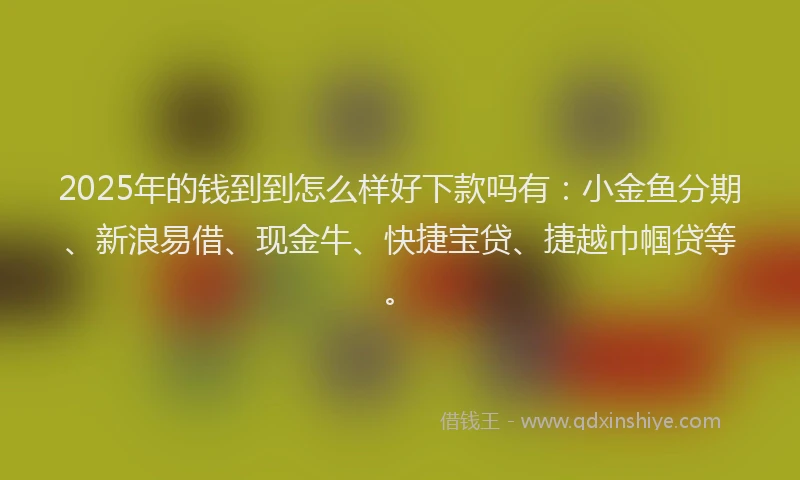 2025年的钱到到怎么样好下款吗有：小金鱼分期、新浪易借、现金牛、快捷宝贷、捷越巾帼贷等。