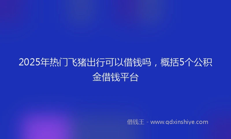 2025年热门飞猪出行可以借钱吗，概括5个公积金借钱平台