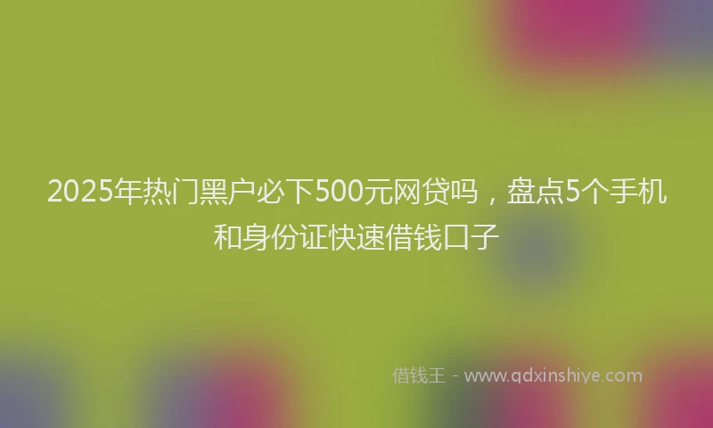 2025年热门黑户必下500元网贷吗，盘点5个手机和身份证快速借钱口子
