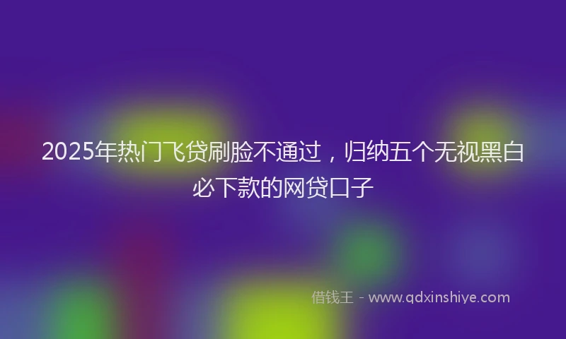 2025年热门飞贷刷脸不通过，归纳五个无视黑白必下款的网贷口子