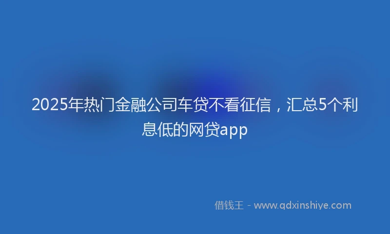 2025年热门金融公司车贷不看征信，汇总5个利息低的网贷app