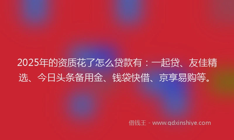 2025年的资质花了怎么贷款有：一起贷、友佳精选、今日头条备用金、钱袋快借、京享易购等。