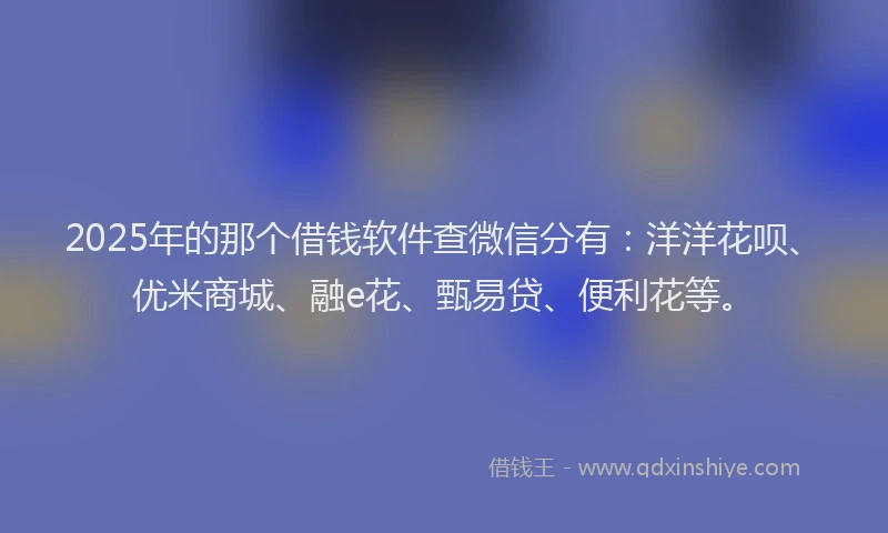 2025年的那个借钱软件查微信分有：洋洋花呗、优米商城、融e花、甄易贷、便利花等。