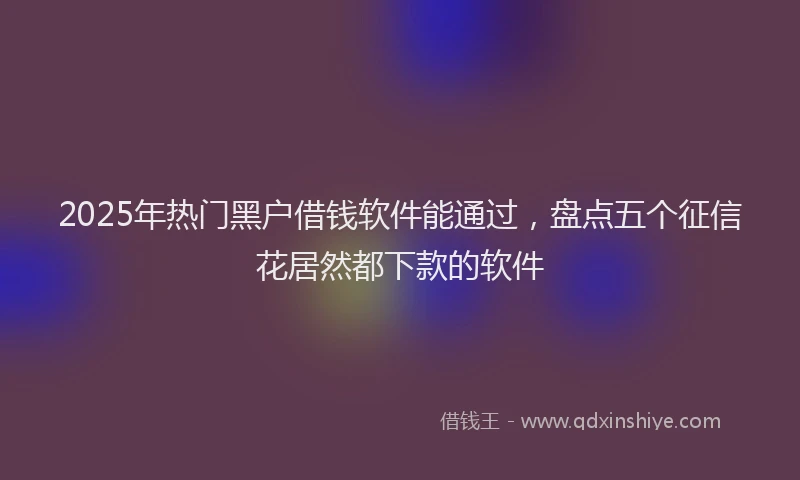 2025年热门黑户借钱软件能通过，盘点五个征信花居然都下款的软件