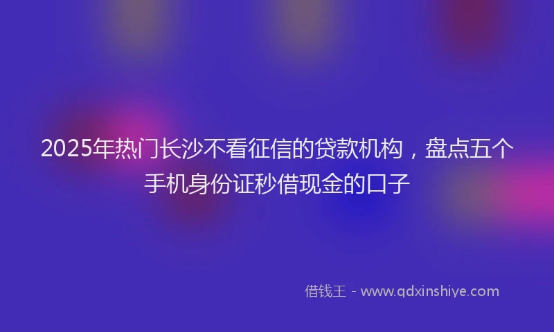 2025年热门长沙不看征信的贷款机构，盘点五个手机身份证秒借现金的口子