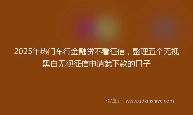 2025年热门车行金融贷不看征信，整理五个无视黑白无视征信申请就下款的口子