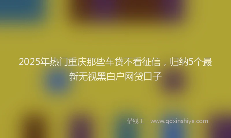 2025年热门重庆那些车贷不看征信，归纳5个最新无视黑白户网贷口子