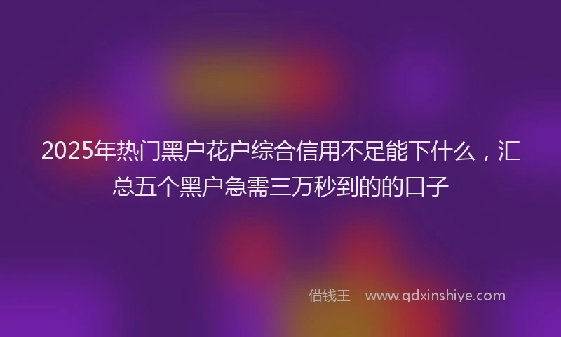 2025年热门黑户花户综合信用不足能下什么，汇总五个黑户急需三万秒到的的口子