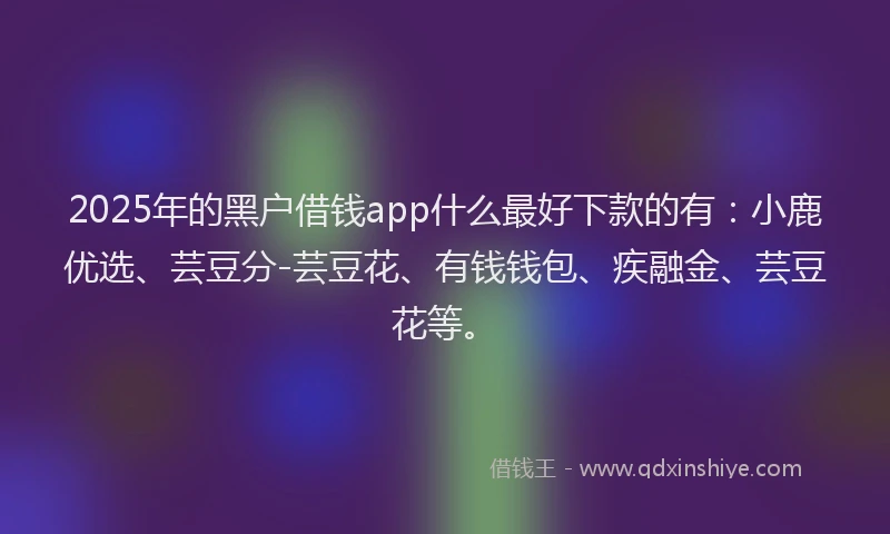 2025年的黑户借钱app什么最好下款的有：小鹿优选、芸豆分-芸豆花、有钱钱包、疾融金、芸豆花等。