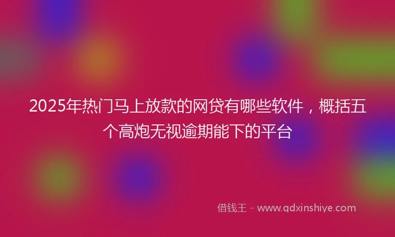 2025年热门马上放款的网贷有哪些软件，概括五个高炮无视逾期能下的平台
