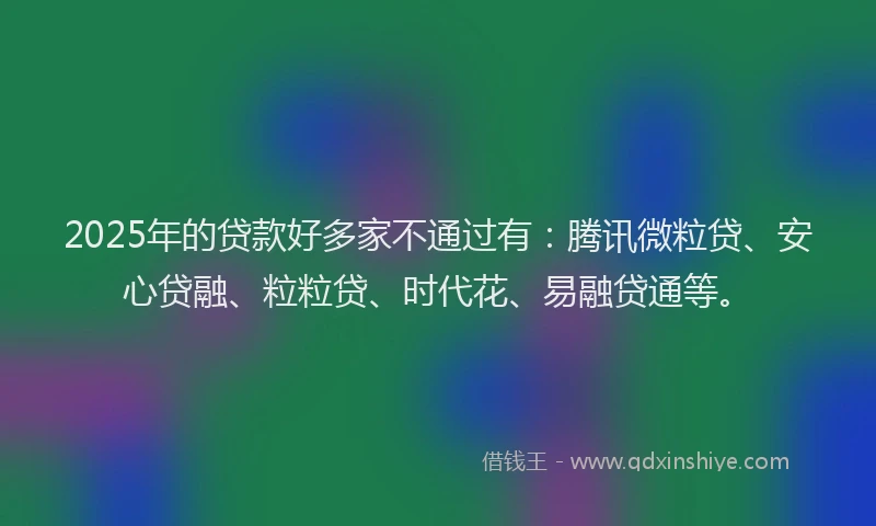 2025年的贷款好多家不通过有：腾讯微粒贷、安心贷融、粒粒贷、时代花、易融贷通等。
