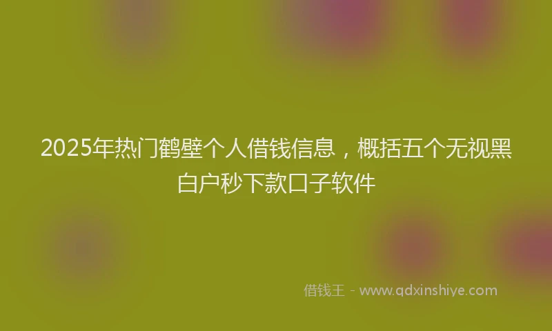 2025年热门鹤壁个人借钱信息，概括五个无视黑白户秒下款口子软件