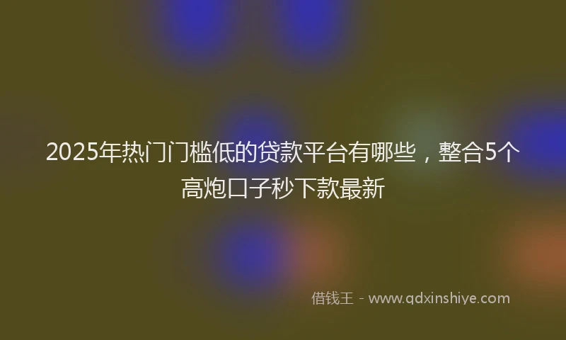 2025年热门门槛低的贷款平台有哪些，整合5个高炮口子秒下款最新