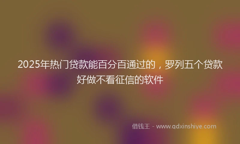 2025年热门贷款能百分百通过的，罗列五个贷款好做不看征信的软件