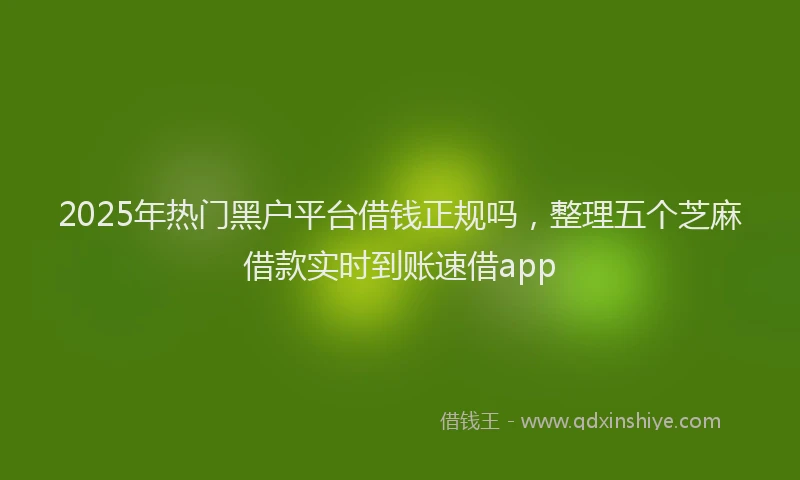 2025年热门黑户平台借钱正规吗，整理五个芝麻借款实时到账速借app
