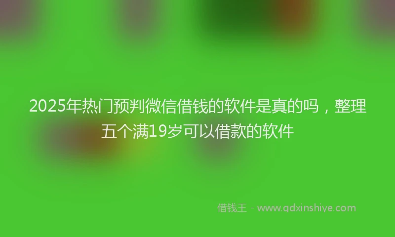 2025年热门预判微信借钱的软件是真的吗，整理五个满19岁可以借款的软件