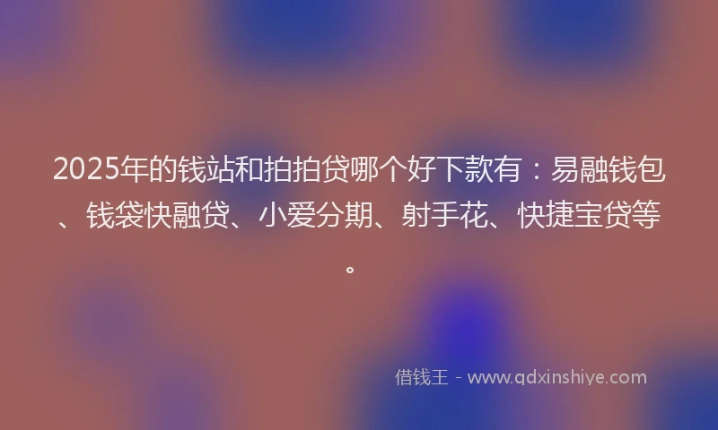 2025年的钱站和拍拍贷哪个好下款有：易融钱包、钱袋快融贷、小爱分期、射手花、快捷宝贷等。