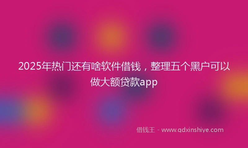 2025年热门还有啥软件借钱，整理五个黑户可以做大额贷款app