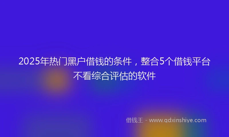 2025年热门黑户借钱的条件，整合5个借钱平台不看综合评估的软件