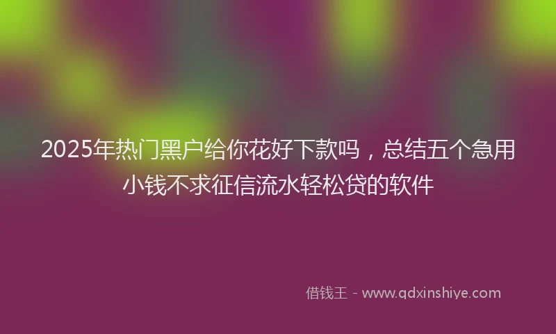 2025年热门黑户给你花好下款吗，总结五个急用小钱不求征信流水轻松贷的软件