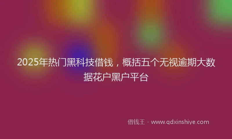 2025年热门黑科技借钱，概括五个无视逾期大数据花户黑户平台